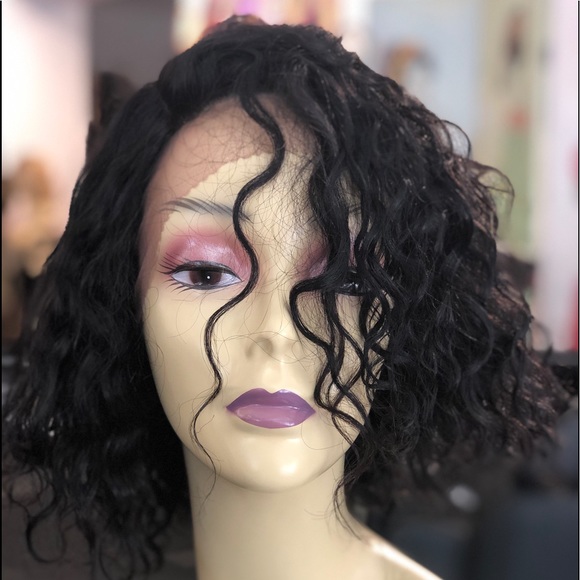 100% pure human hair curly natural Wig Black main image 5